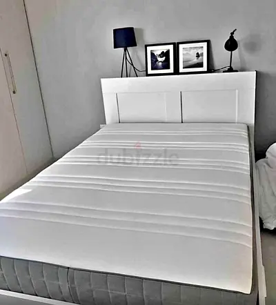 IKEA brimness double size +headboard bed with 4 storage drawers underneath and with IKEA mattres