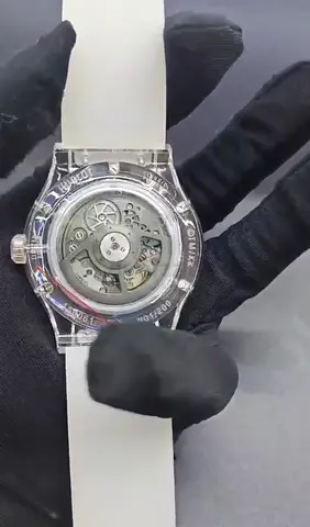 Hublot Transparent Automatic Mechanical Master Copy Wristwatch with White Strap