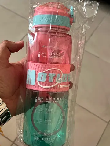 Reusable Plastic Water Bottle with Time Marker - New