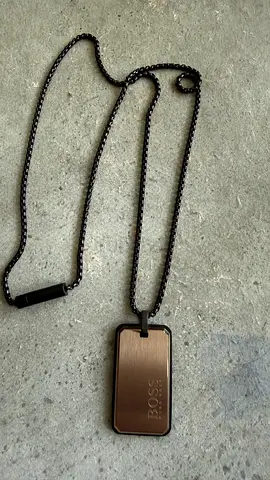 BOSS Mens Dog Tag Necklace - Gunmetal Chain