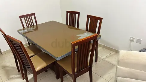 Wooden 6-Seater Dining Table with Glass top