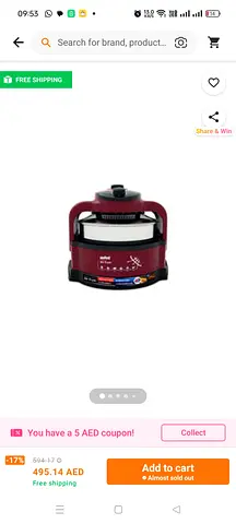 Compact Electric Air Fryer Oven - Red (Used, Good Condition)