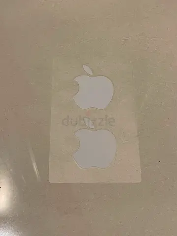 Pair of Apple Logo Stickers — White Decals (Unused)