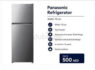 Panasonic Top-Freezer Refrigerator - 70 cm, Good Condition (1.5 yrs) - 500 AED