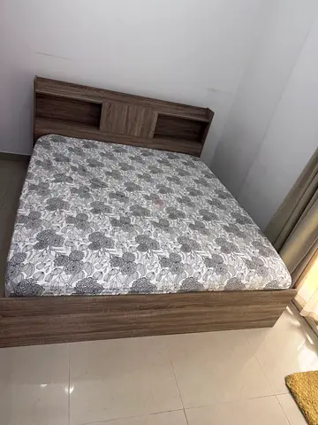 Queen Bed Frame with Headboard and Mattress - Good Condition