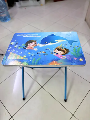 Kids Foldable Activity Table with Ocean Cartoon Top