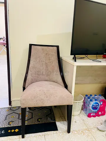 Upholstered Dining/Accent Chair with Dark Wood Frame - Good Condition