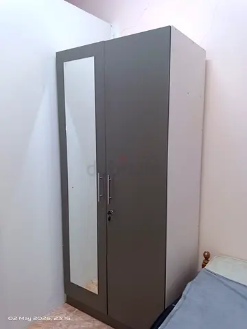 Two-door wardrobe with mirror — good condition