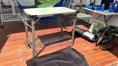 Portable folding camping table — lightweight, used