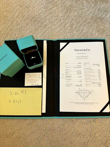 Tiffany  Co. Solitaire Engagement Ring (Size 4.5) with Box and Papers