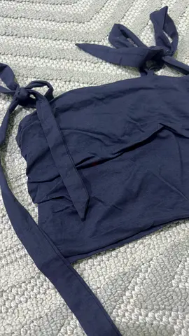 Navy Blue Womens Tie-Shoulder Crop Top - xs , Good Condition