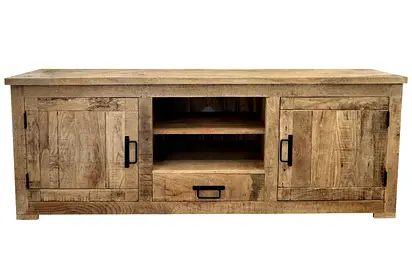 Solid Mango Wood TV Cabinet / Media Unit — Excellent Condition