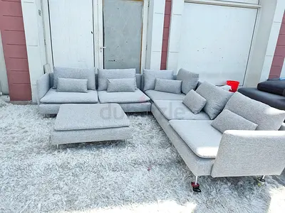 Ikea Sodhremn Corner Sofa Gray Light Grey L-shaped Modular Sofa Set with Ottoman