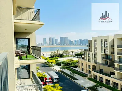 Sharjah, Maryam Island, one-bedroom apartment with living room, kitchen, bathroom, and balcony.