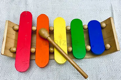 Wooden Rainbow Xylophone with Mallet - Kids Musical Toy