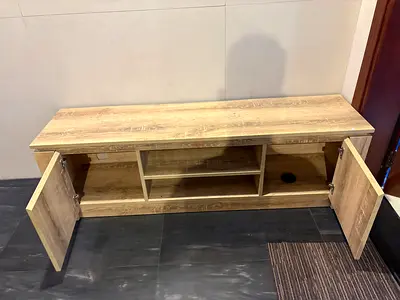 Wooden TV Cabinet / Entertainment Unit with Storage - Light Oak Finish