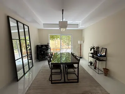 Dining set with bar mirror and side console