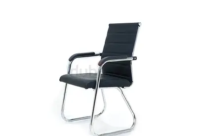 Black Padded Visitor/Conference Chair with Chrome Frame-6732