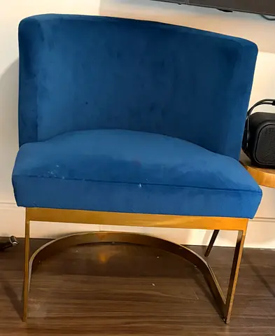 Blue Velvet Dining Chair with Gold Frame