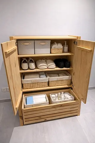 IKEA Pine Shoe/Storage Cabinet with Shelves — Good Condition