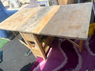 Used wooden folding table / workbench - needs refinishing