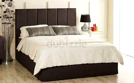 Brand new Double Bed Frame with Upholstered Headboard - Dark Brown