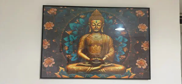 Framed Meditating Buddha Wall Art – Large Decorative Print- size 50inch
