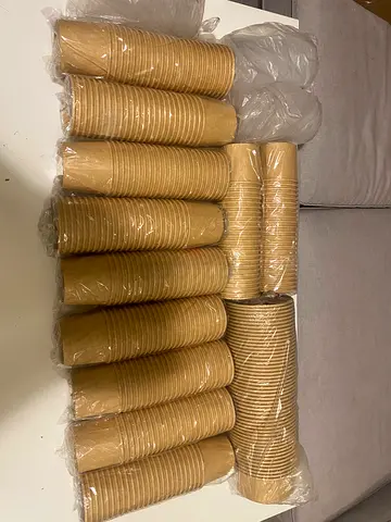 +250 Bulk pack of disposable kraft paper cups - unused