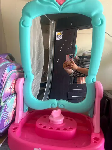 Kids Play Vanity Mirror with Sink and Accessories - Pink  Turquoise