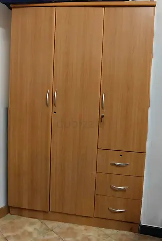 Urgent Sale - Used 3-door Wooden Wardrobe with Drawers