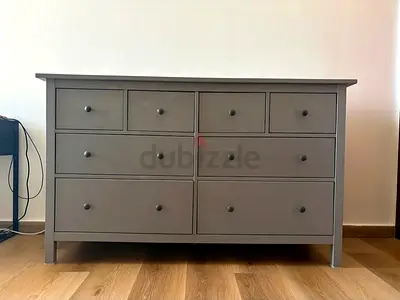Grey 8-Drawer Wooden Dresser / Chest - Good Condition
