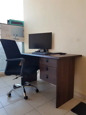 Wooden Computer Desk/Table (120x75x60) along with Computer Swivel Office Chair MH785M, Black Color