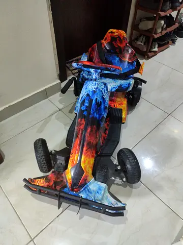 Electric Ride-On Go-Kart for Kids — Flame Design, Good Condition