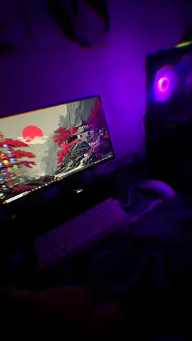 Gaming desktop setup with RGB tower and monitor