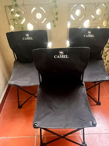 Set of 3 Camel Foldable Camping Chairs