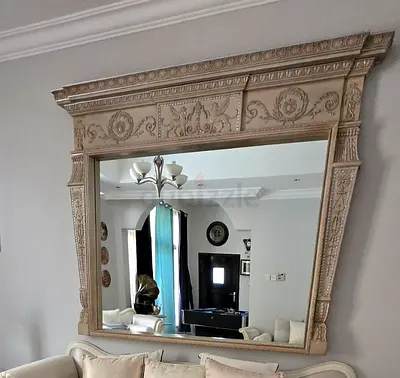 Large Ornate Wall Mirror with Carved Frame