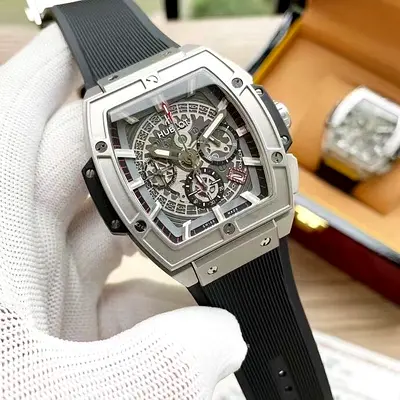 Hublot-Style Skeleton  Mens Watch with Rubber Strap
