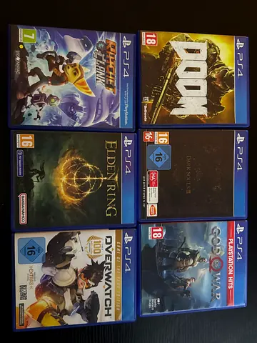 Bundle of 6 PS4 Games — Doom, Dark Souls III, $% of War, Ratchet  Clank, Elden Ring, Overwatch