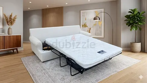 Brand New condition crate Barral two seater sofa bed with mattress