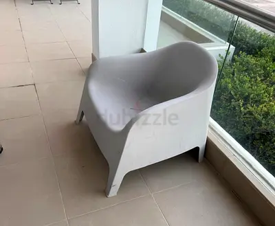 Modern Outdoor/Patio Plastic Armchair, 6 pieces - Light Grey