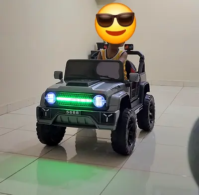 Green Electric Ride-On Toy Car for Kids - Working Lights with remote control