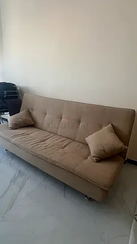 Beige Fabric Sofa Bed / Futon - Good Condition