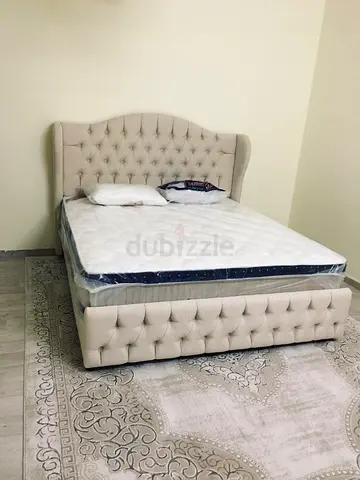 Beige King Size Bed