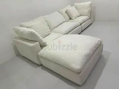 White color marina home luscious sofa with footstool
