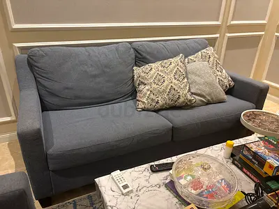 Grey 3-Seater Fabric Sofa in Good Condition