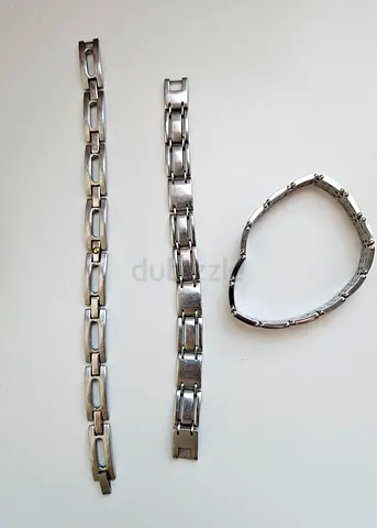 Set of three stainless steel bracelets (mens style)