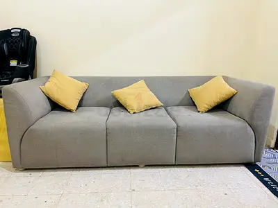 3-Seater Modern Grey Fabric Sofa in Good Condition
