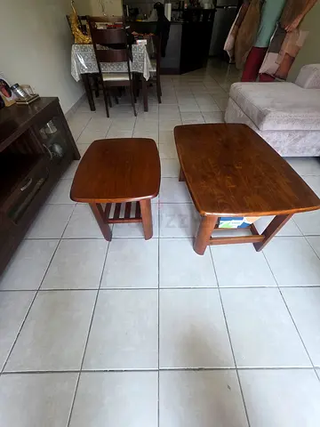 Solid Wood Coffee Table and Side Table Set - Good Condition