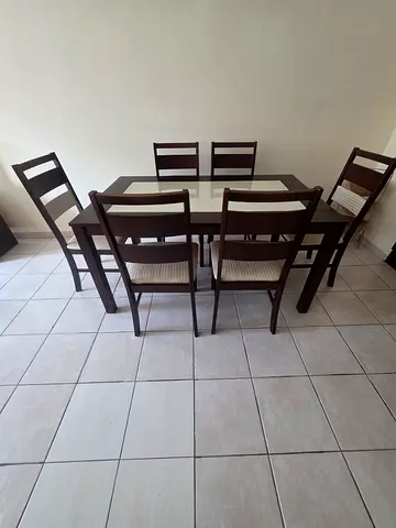 Solid Wood Dining Table with 6 Chairs