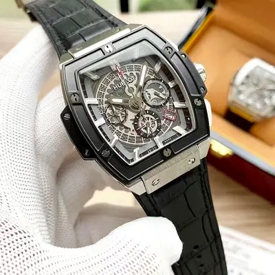 Hublot Spirit of Big Bang Skeleton Chronograph - Black Leather Strap
